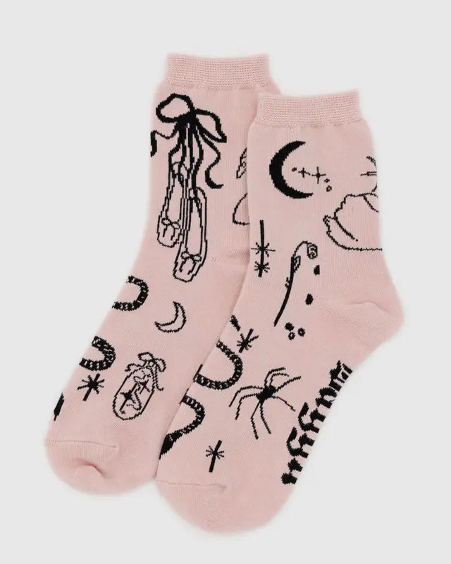 BAGGU Adult Crew Sock in Ballet Icons design