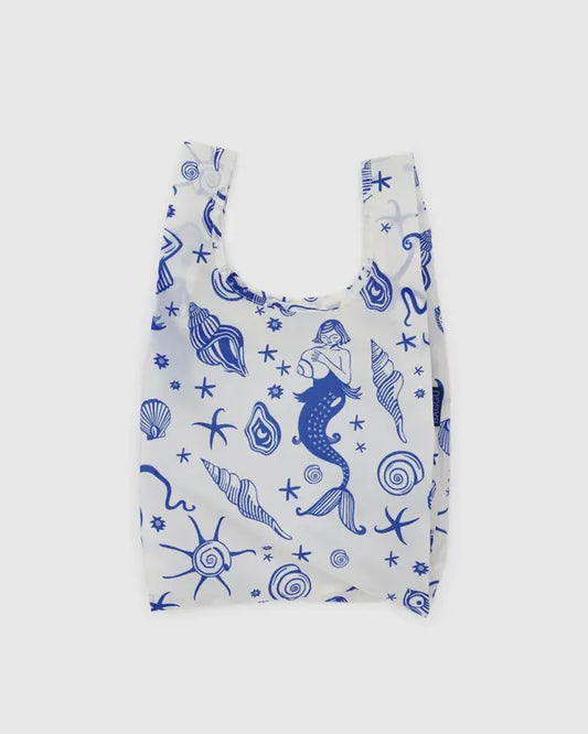 BAGGU Baby Resusable Bag in blue and white Mermaid pattern