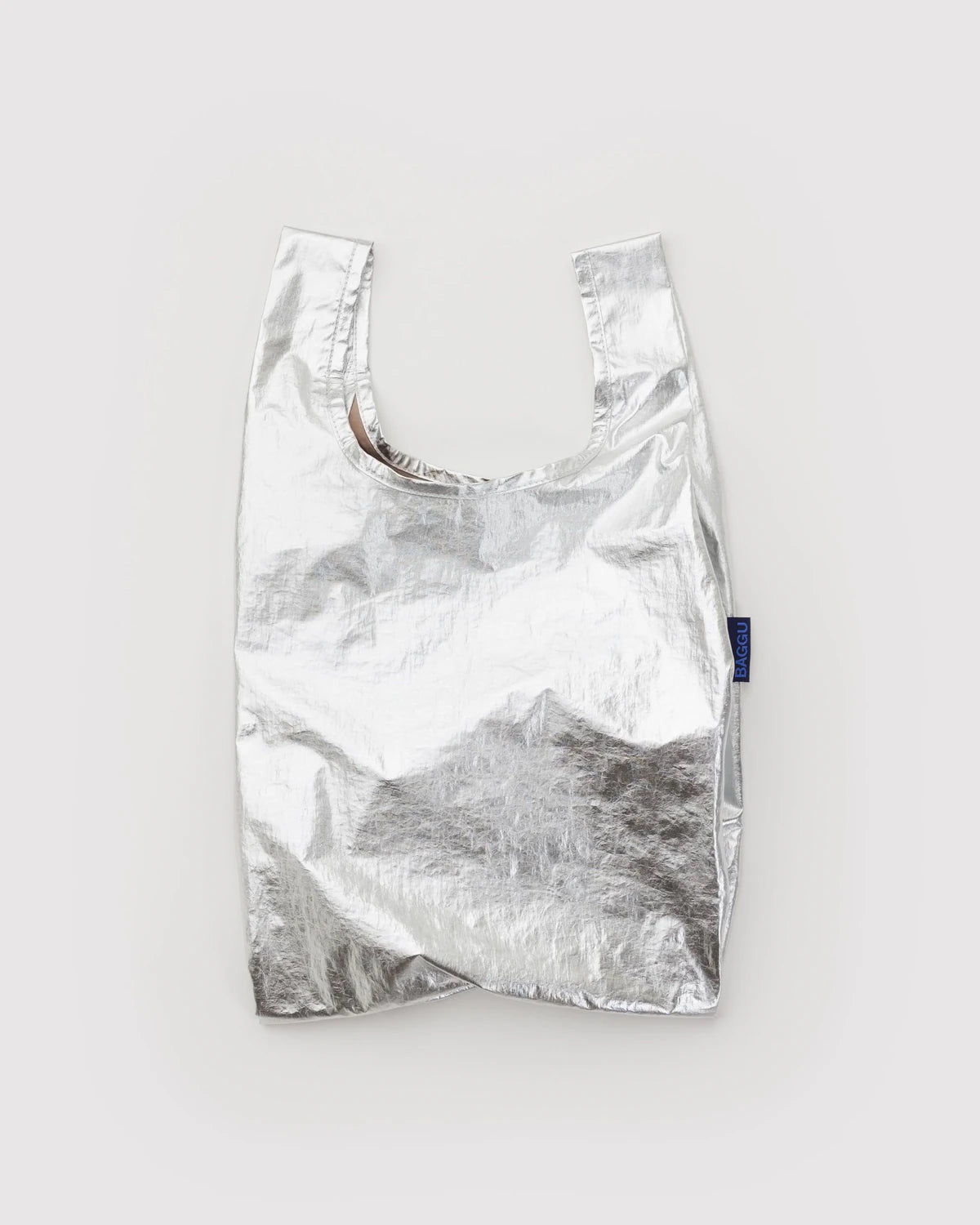 Silver reflective bag on a white background