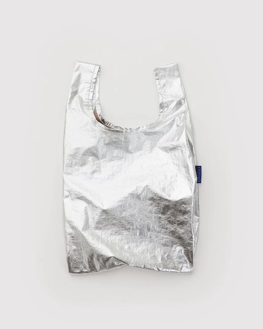 Silver reflective bag on a white background