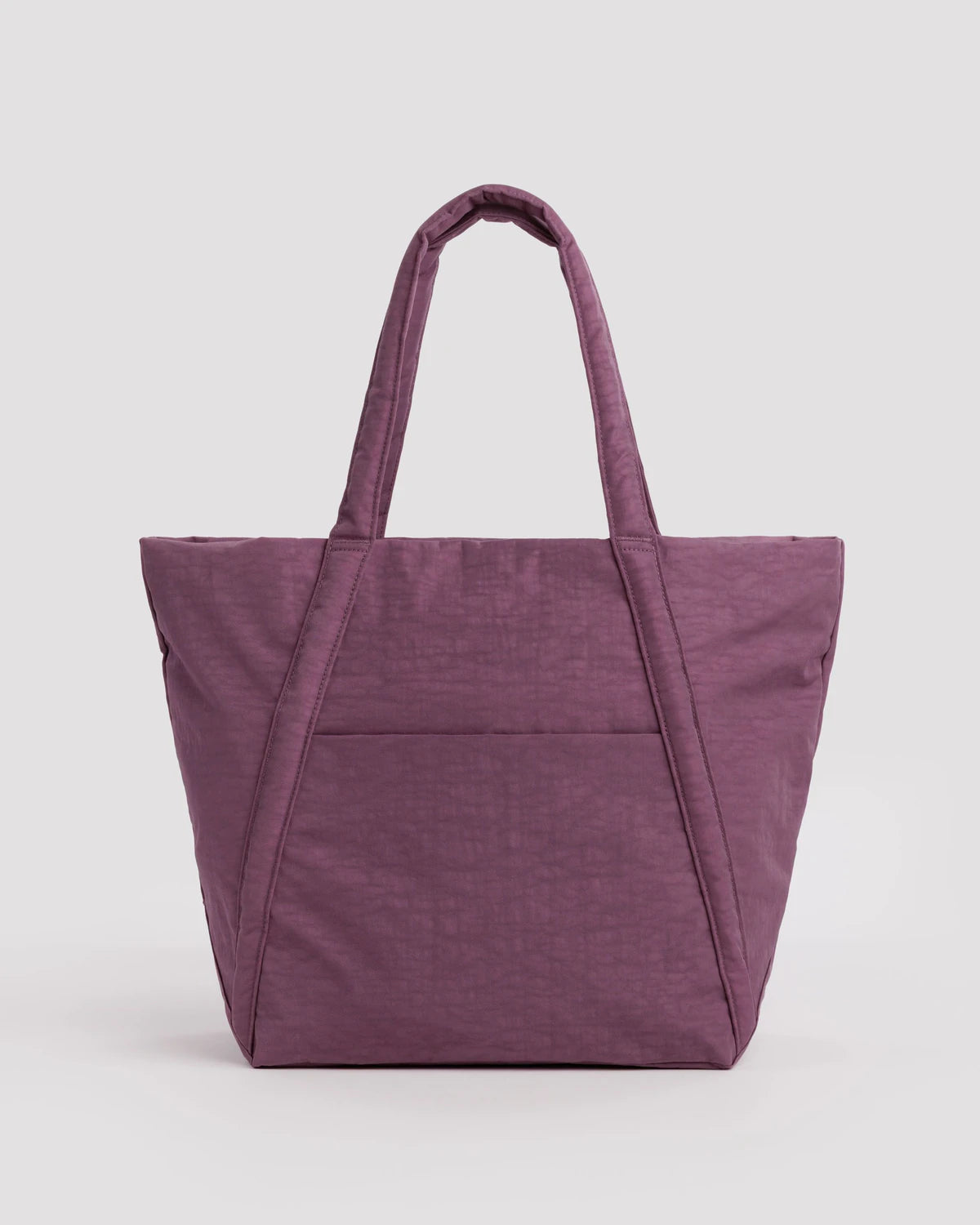 Purple tote bag on a light gray background