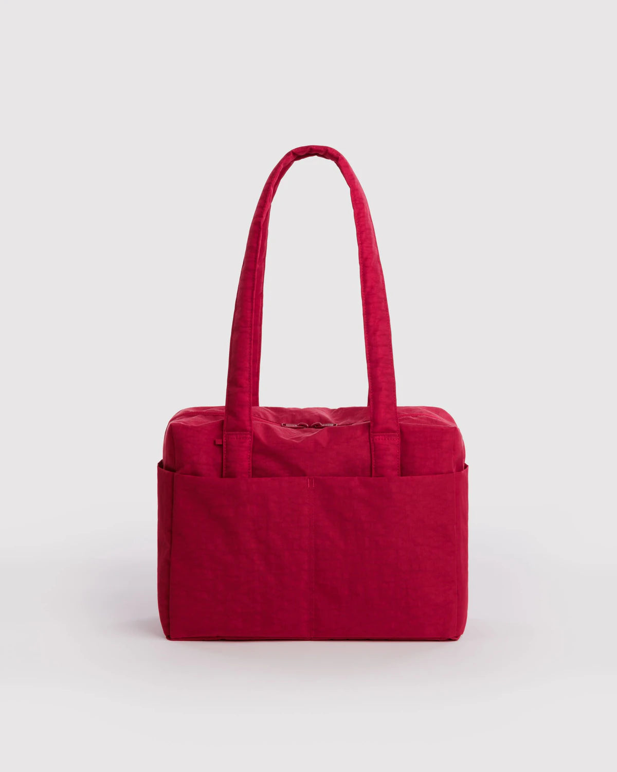 Red handbag on a light gray background
