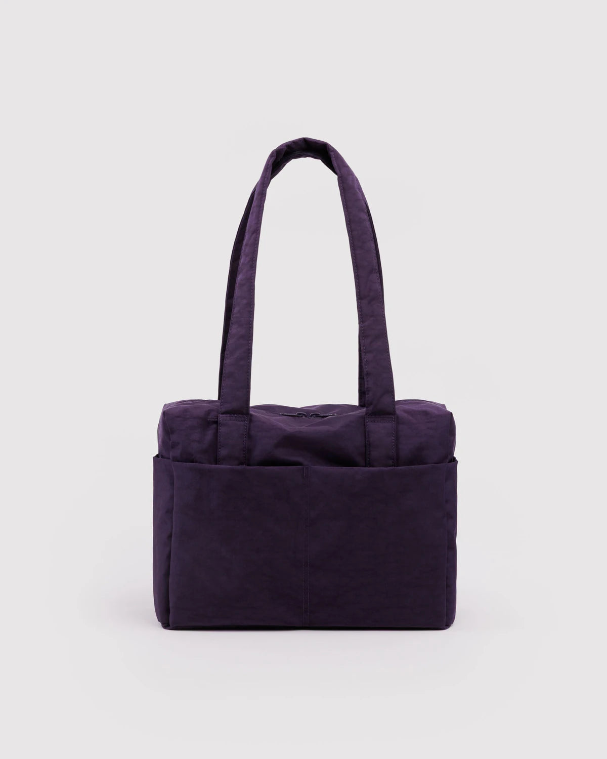 Purple tote bag on a light gray background