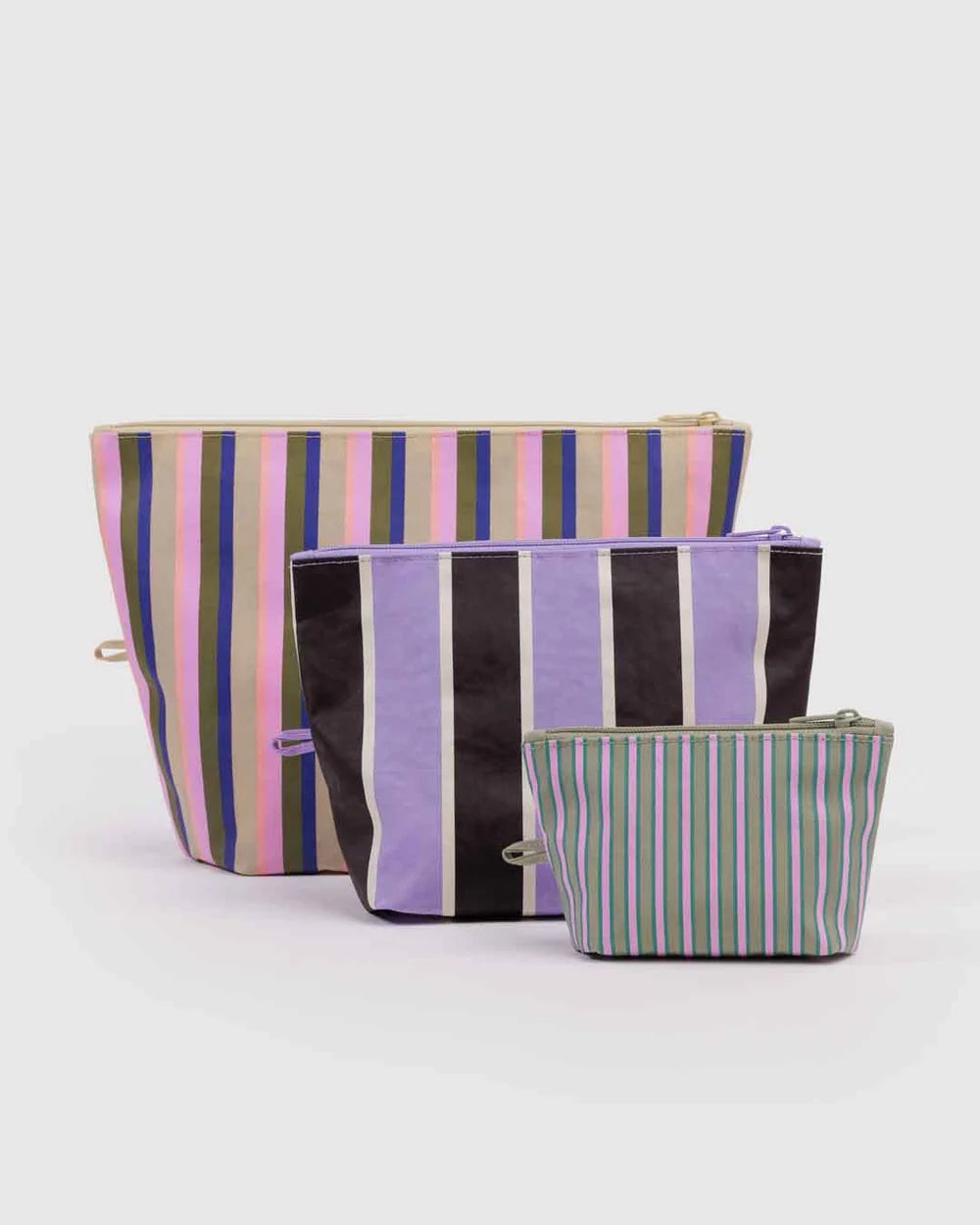 BAGGU Go Pouch Set in Candy Shop Stripes colourway on a white background 