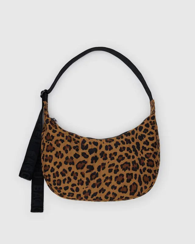 BAGGU Medium Nylon Crescent Bag in Leopard print 