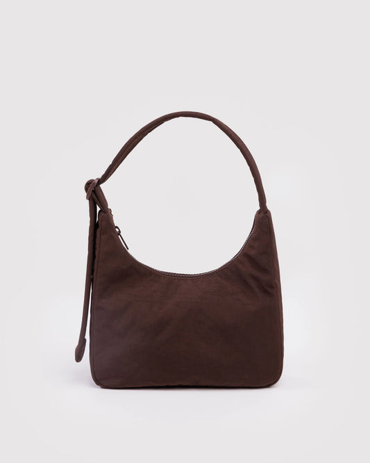 BAGGU Mini Nylon Shoulder Bag in Coffee Brown colour 