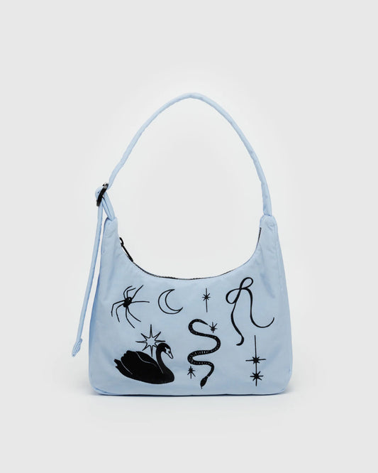BAGGU Mini Nylon Shoulder Bag in Embroidered Ballet Icons pattern