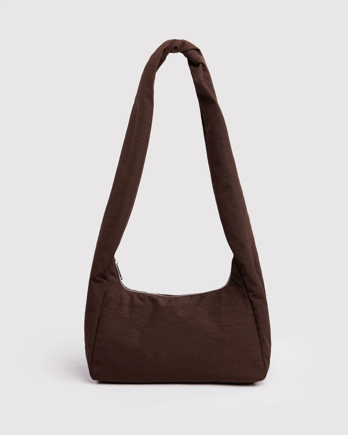 BAGGU Nylon Meringue Crossbody Bag Coffee on a grey background 