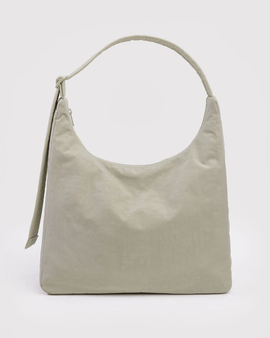 BAGGU Nylon Shoulder Bag in Celadon colour on grey background 
