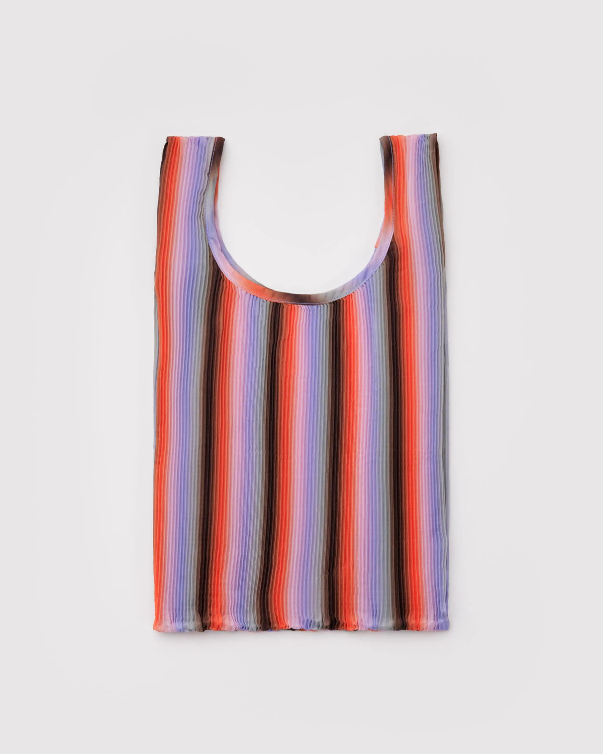 BAGGU Pleated Reusable Bag in Gradient Stripe Poppy & Lilac colours 