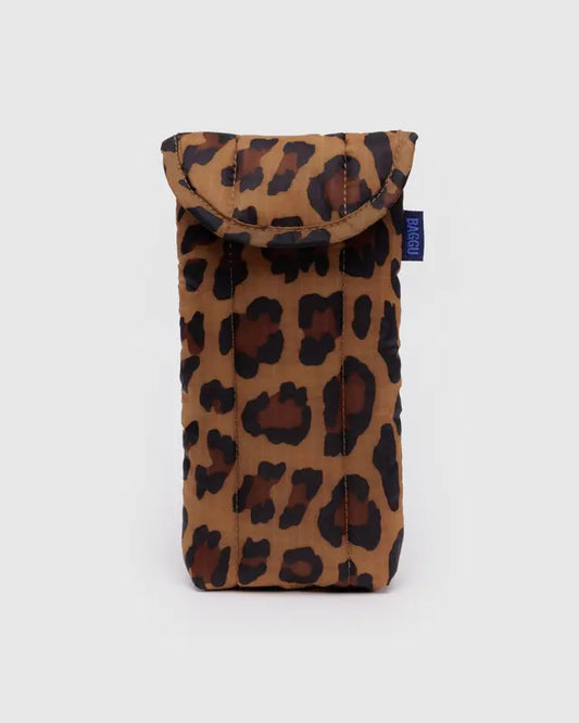 BAGGU Puffy Glasses Sleeve in Leopard print