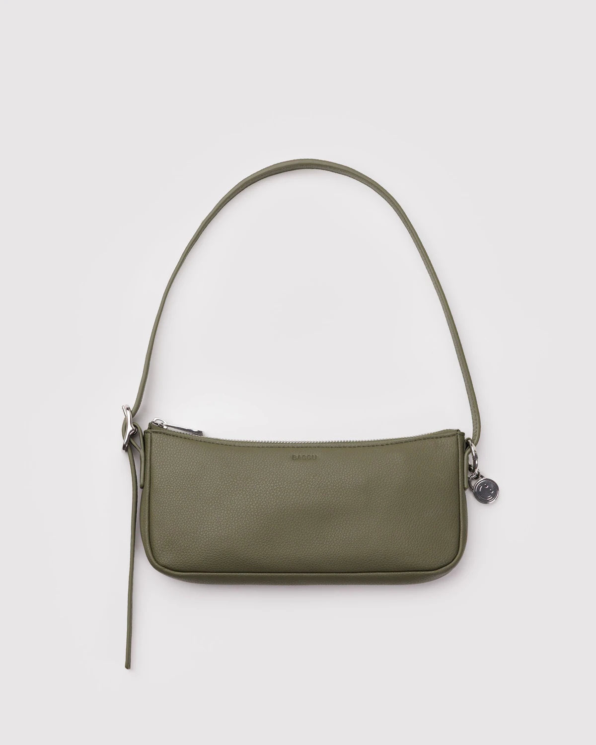 Green shoulder bag on a light gray background