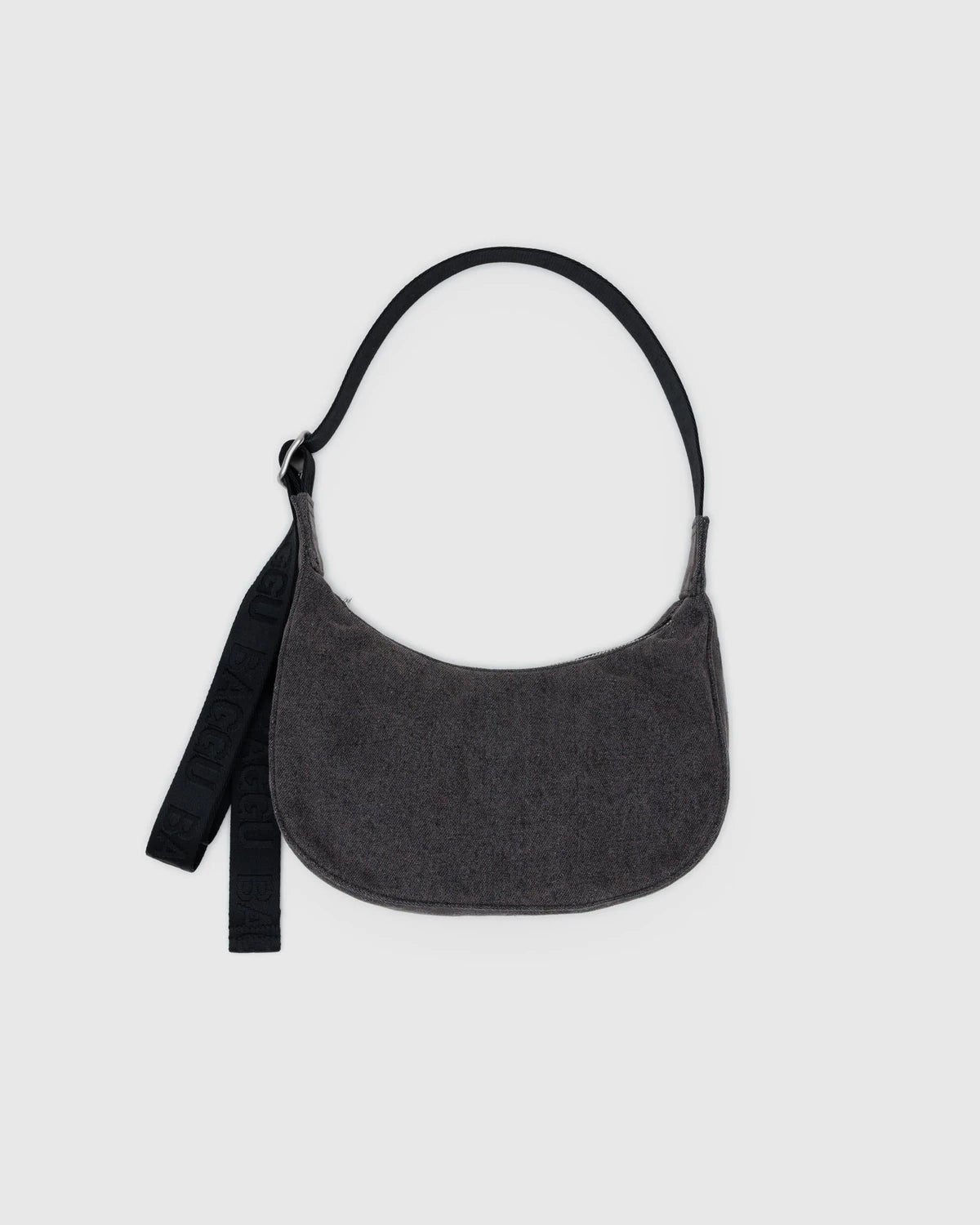 Denim Gray shoulder bag with a strap on a light gray background