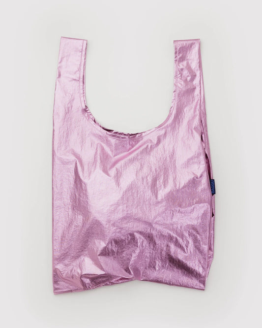 Pink reusable bag on a white background