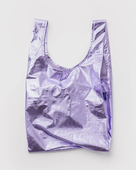 BAGGU Standard Reusable Bag in Lavender Metallic colour on a white background 