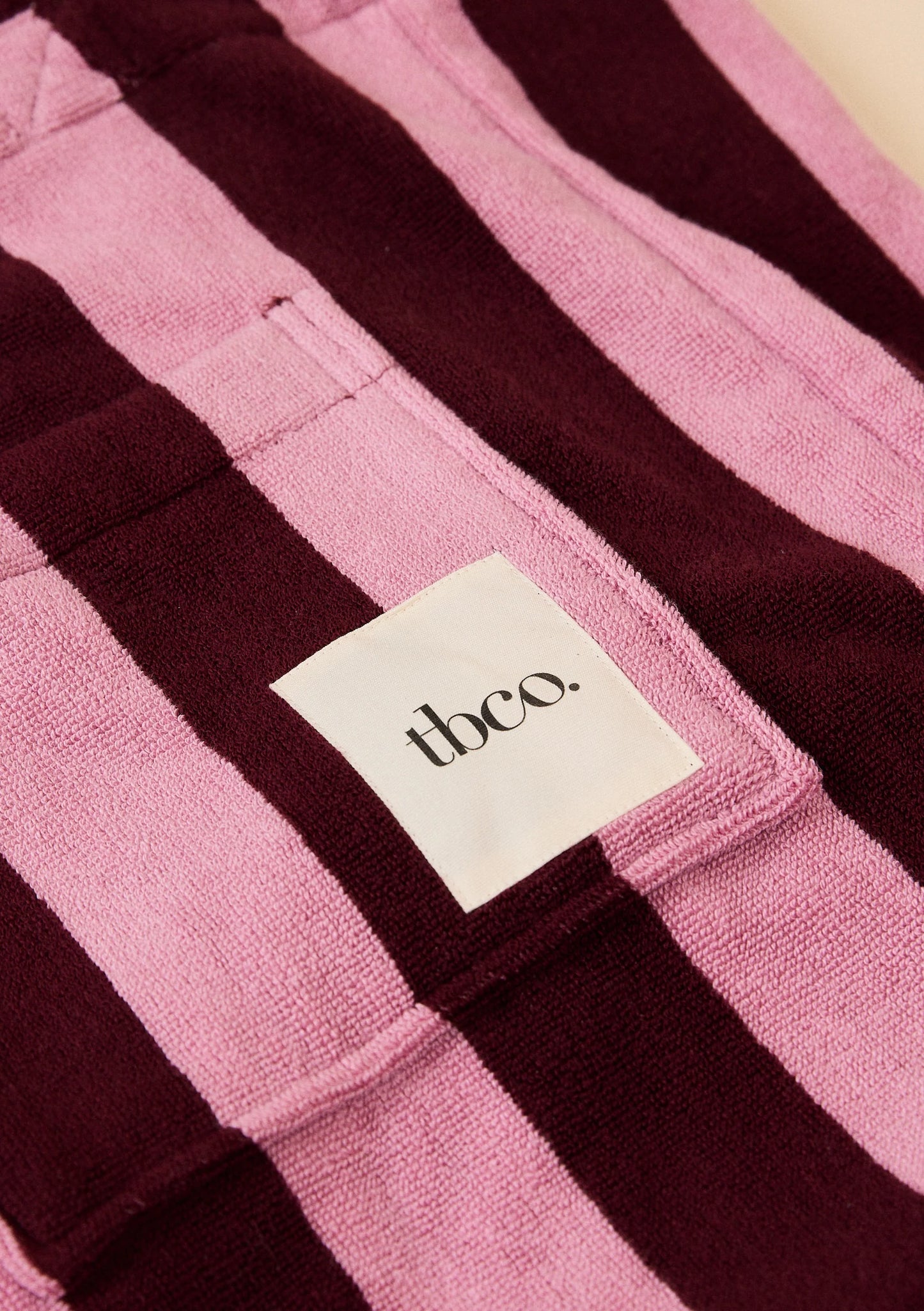 TBCo Terry Cotton Tote Bag in Burgundy Stripe