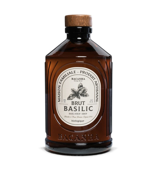 Brown bottle with a label on a white background