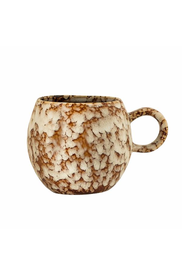 Bloomingville Paula Stoneware Cup in  Brown and cream spots on white background