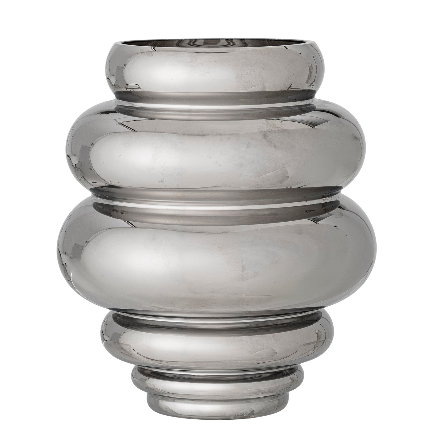 Silver reflective vase on a white background