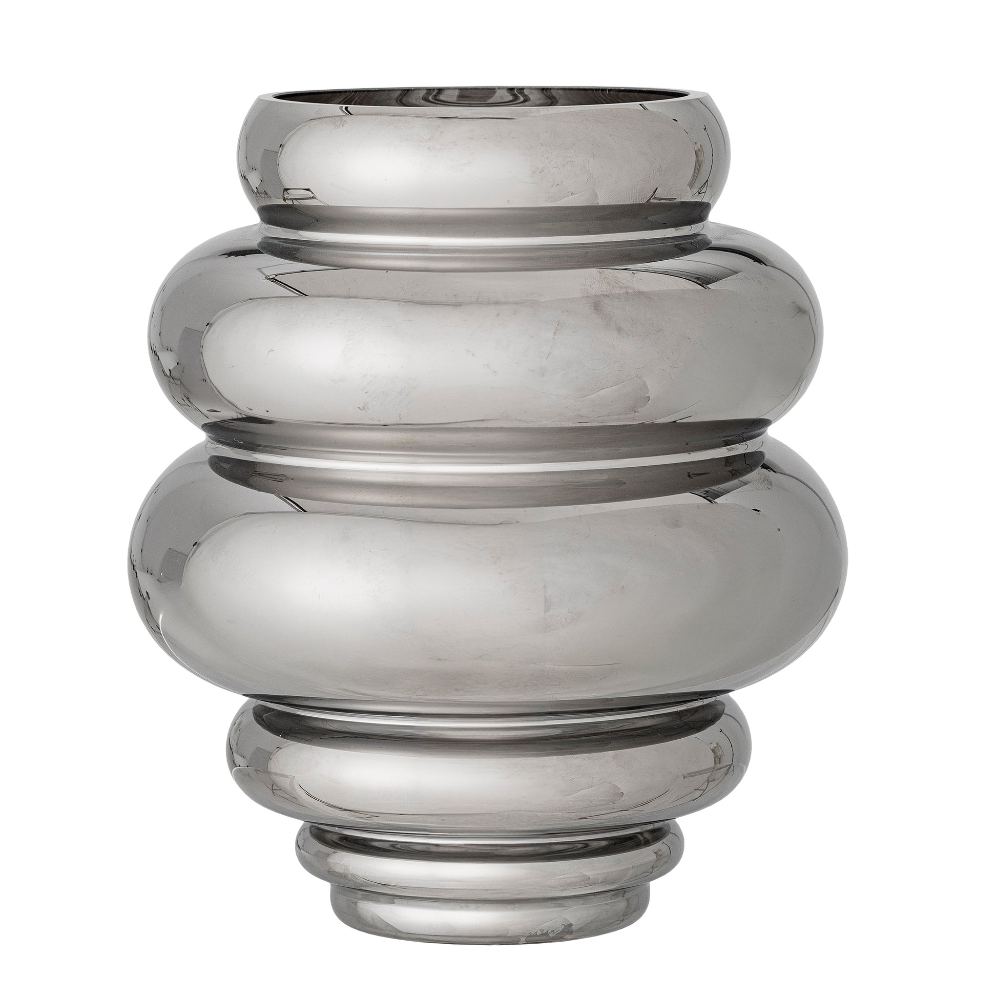 Silver reflective vase on a white background