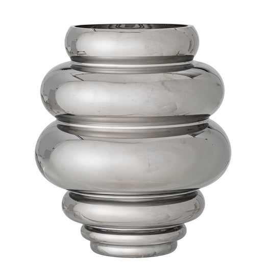 Silver reflective vase on a white background