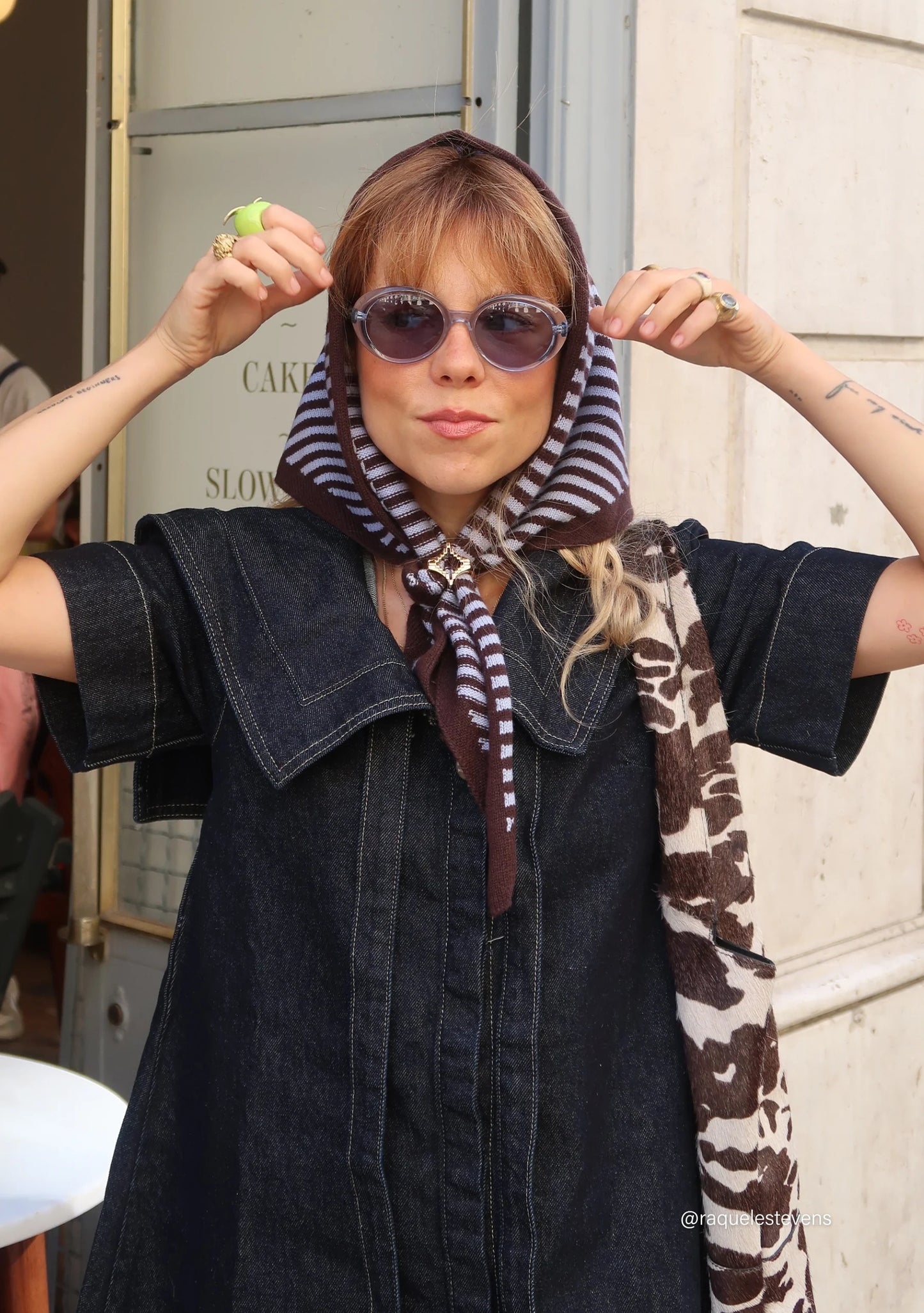 TBCO Merino Wool Scarf - Blue and Brown Stripe
