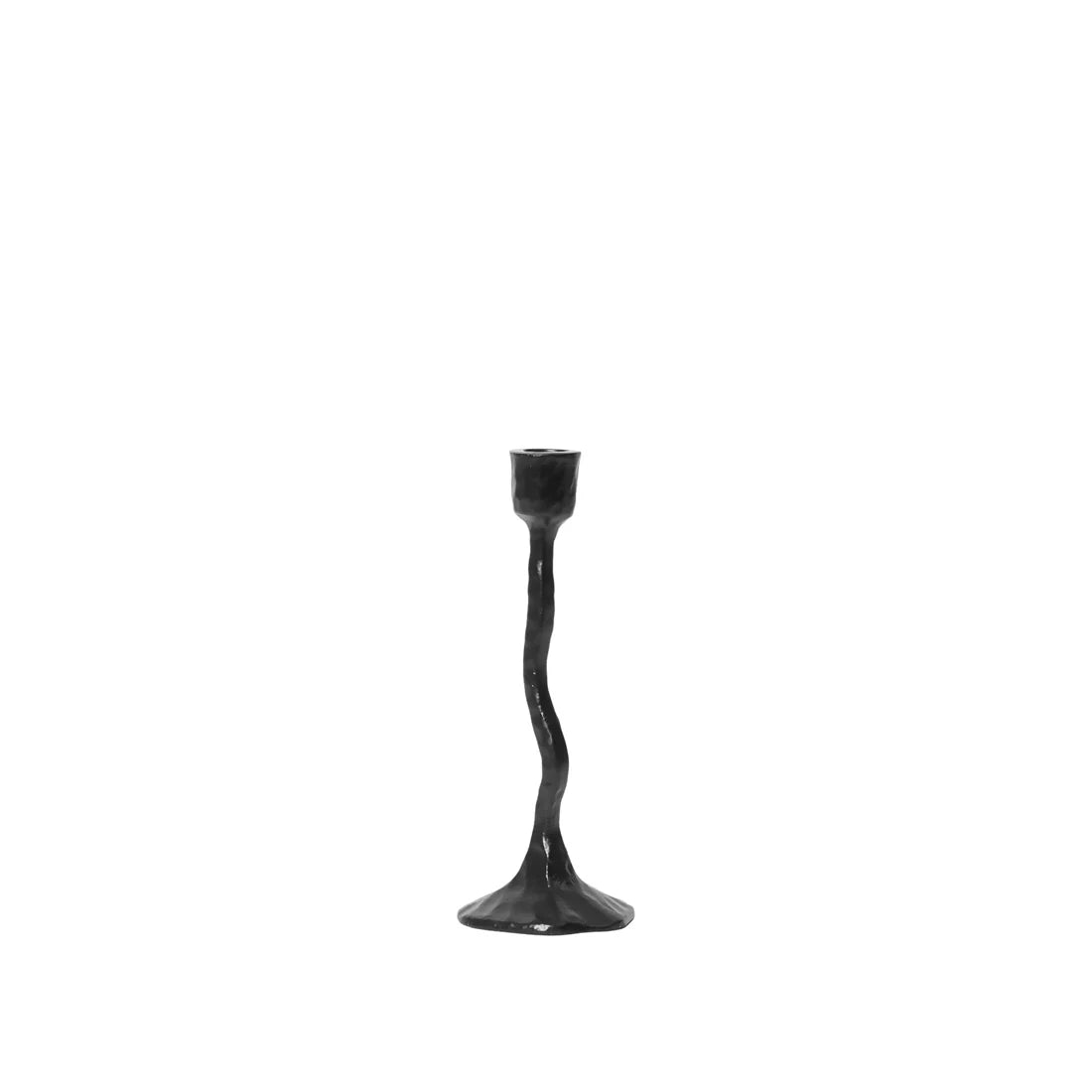 Broste Copenhagen Amy Black Medium Candle Holder on a white background 