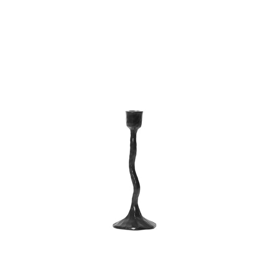 Broste Copenhagen Amy Black Medium Candle Holder on a white background 
