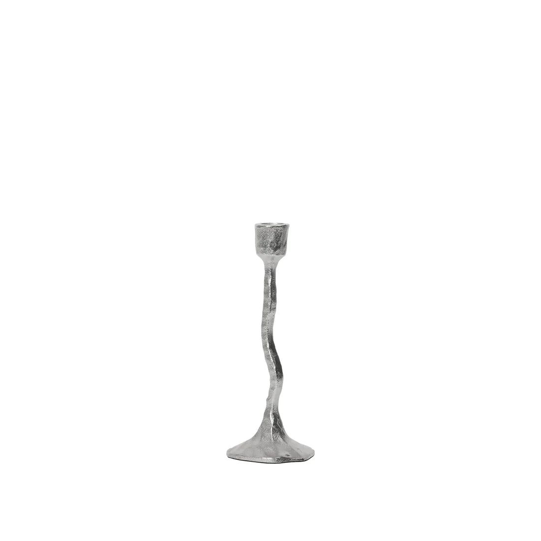 Silver candle holder on a white background