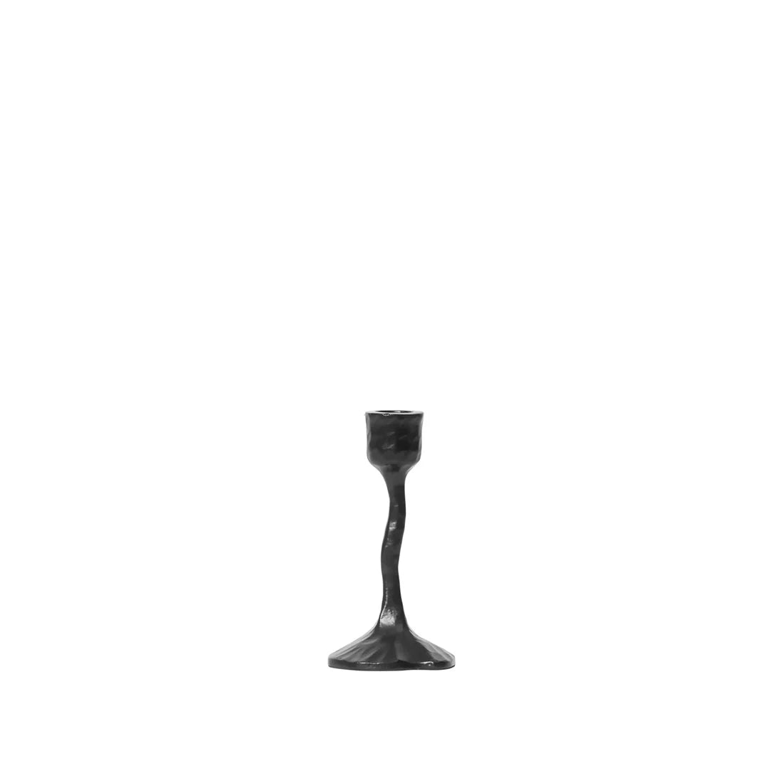Black candle holder on a white background
