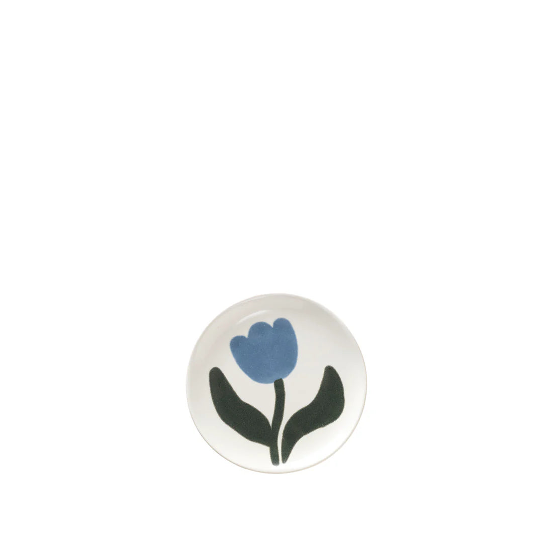 Broste Copenhagen Handpainted Dora Plate in Dusty Blue & Agave Green