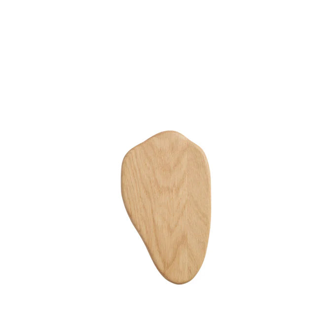 Wooden cutting board with a unique shape on a white background