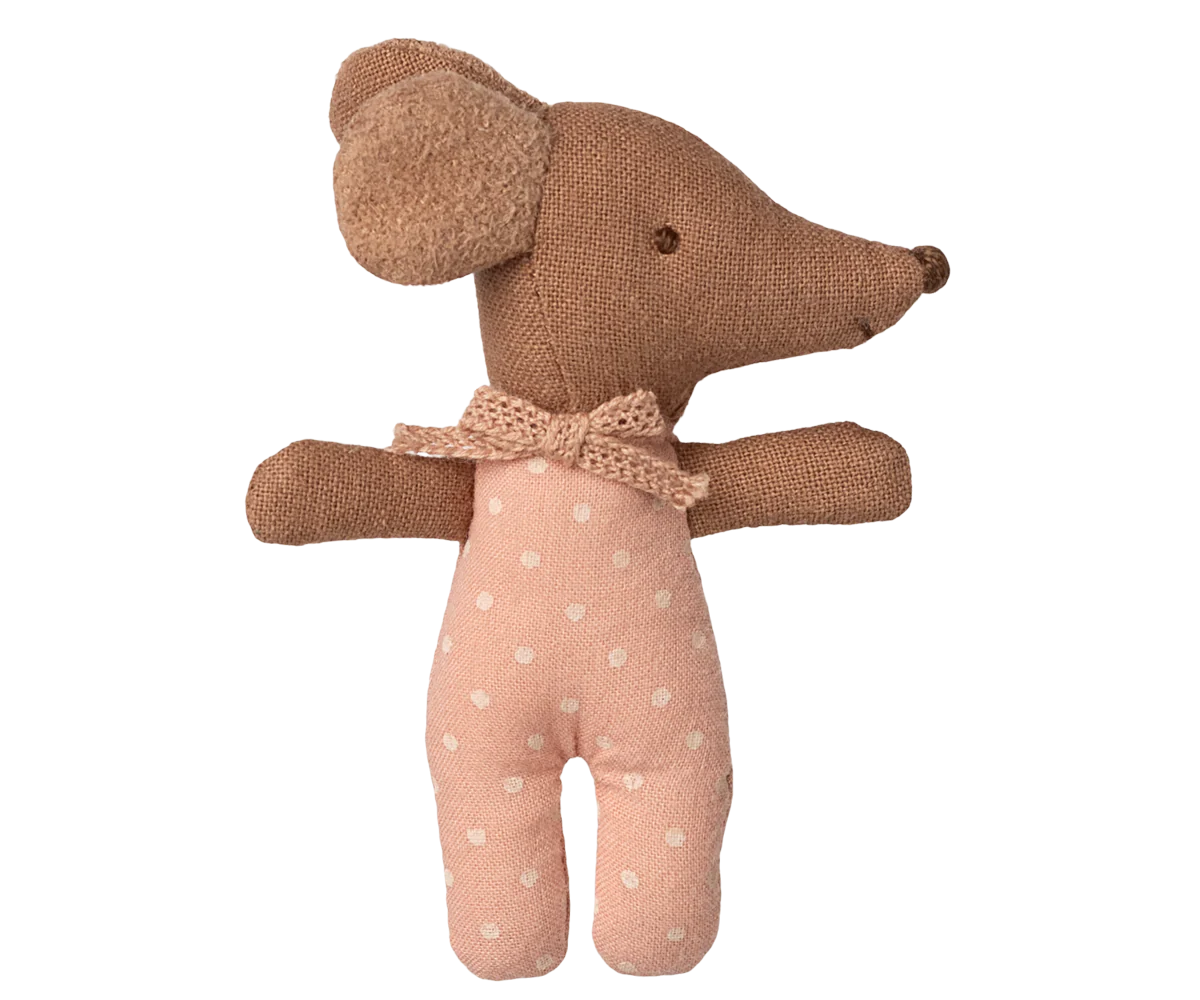 Maileg Sleepy Wakey Baby Mouse in Rose Matchbox