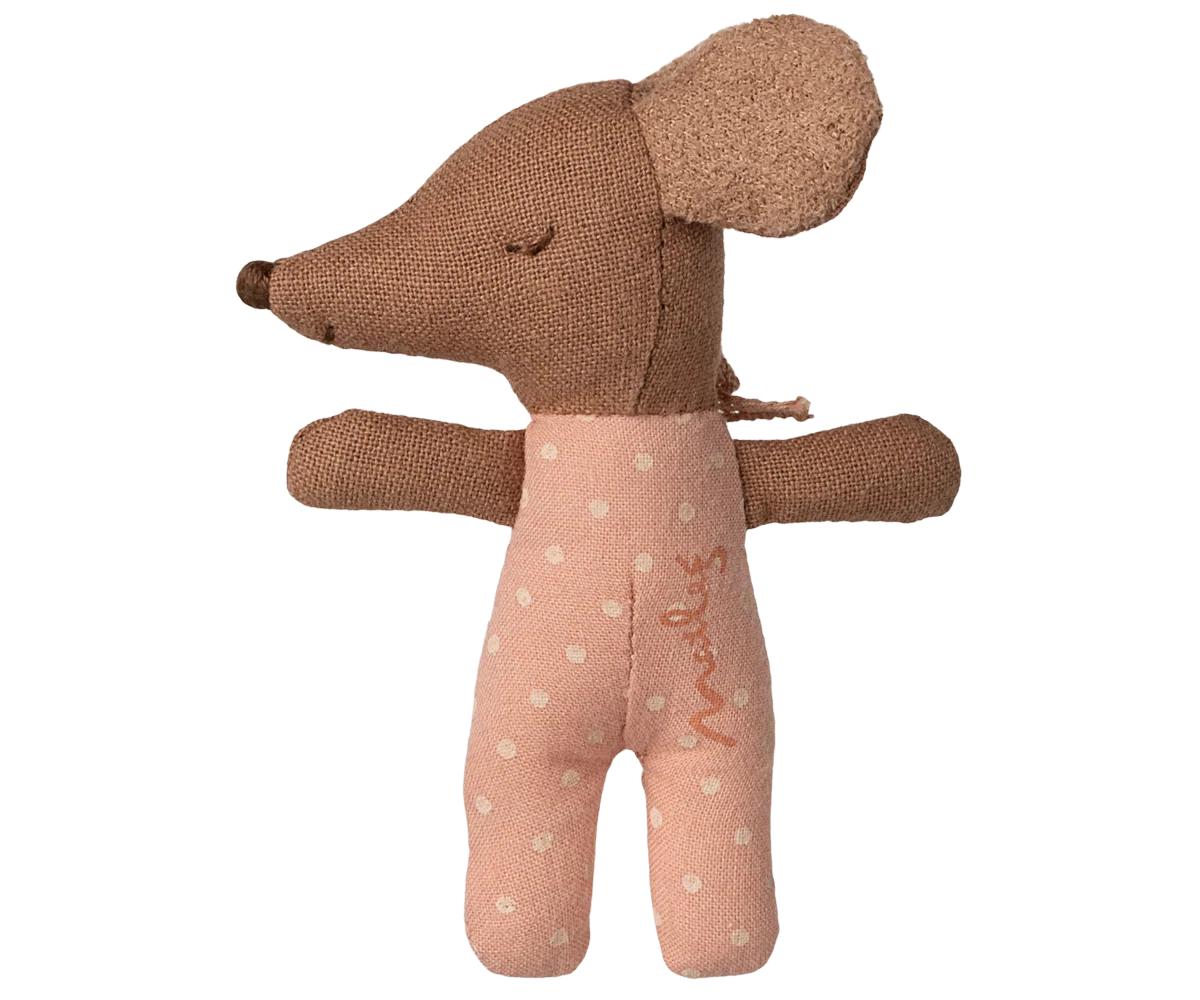 Maileg Sleepy Wakey Baby Mouse in Rose Matchbox