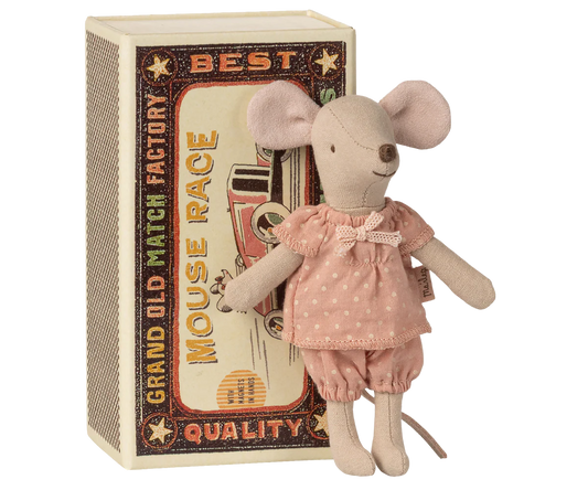 Maileg Big Sister Mouse in Matchbox - Pink Polka Dot