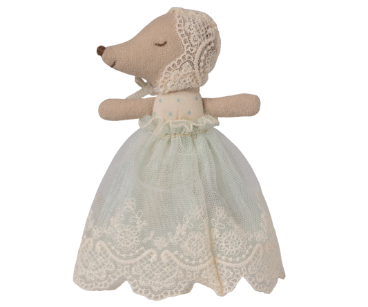Maileg Baby Mouse in Gown - Mint