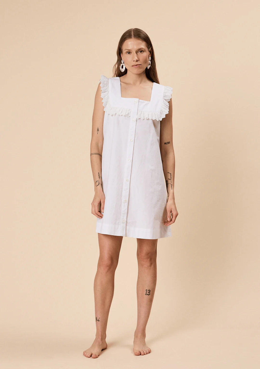 TBCo Cotton Broderie Sleeveless Dress - White