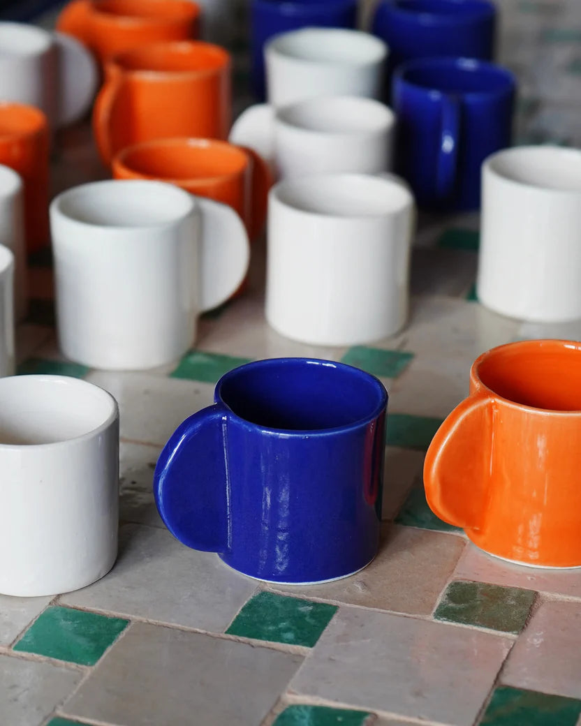 Moroccan White Round Handle Espresso Cup in White