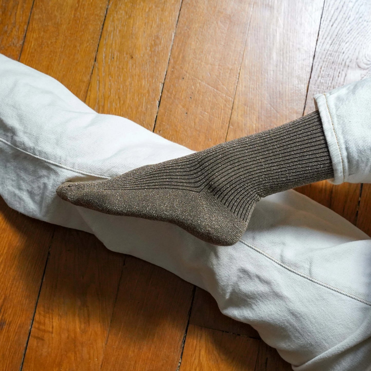 KLUE Glitter Lurex Socks in Eco-friendly Lyocell - Caramel