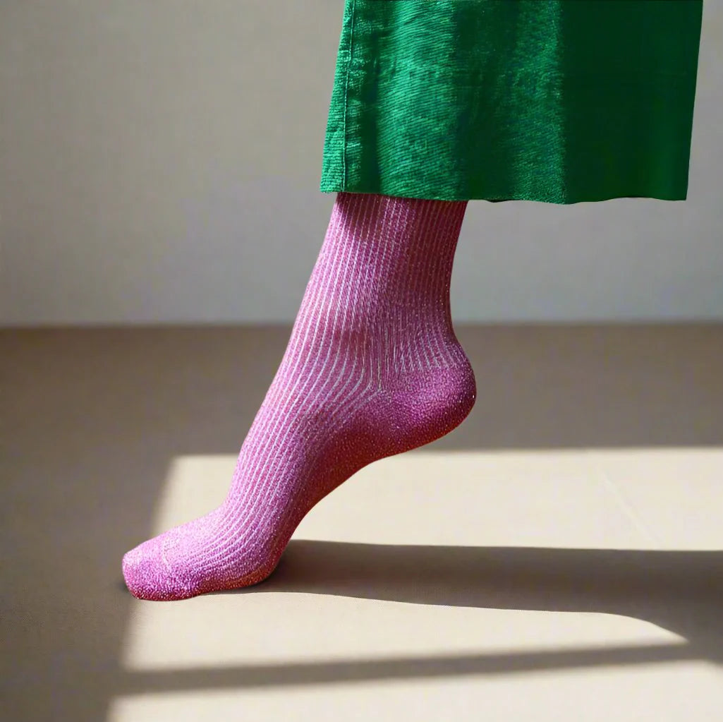 KLUE Glitter Lurex Socks in Eco-friendly Lyocell - Fuchsia