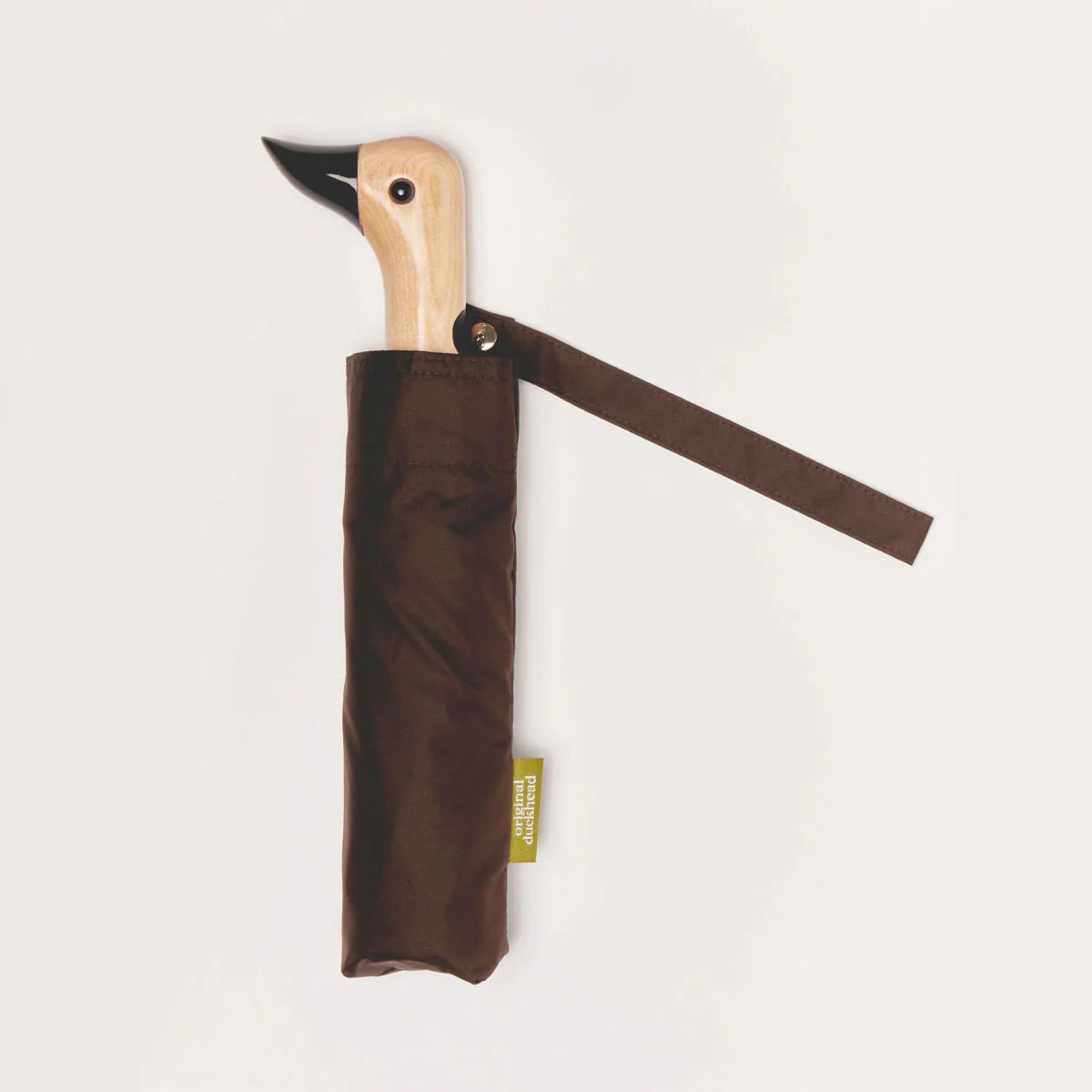 Original Duckhead Signature Compact Umbrella in Brown colour on a white background 