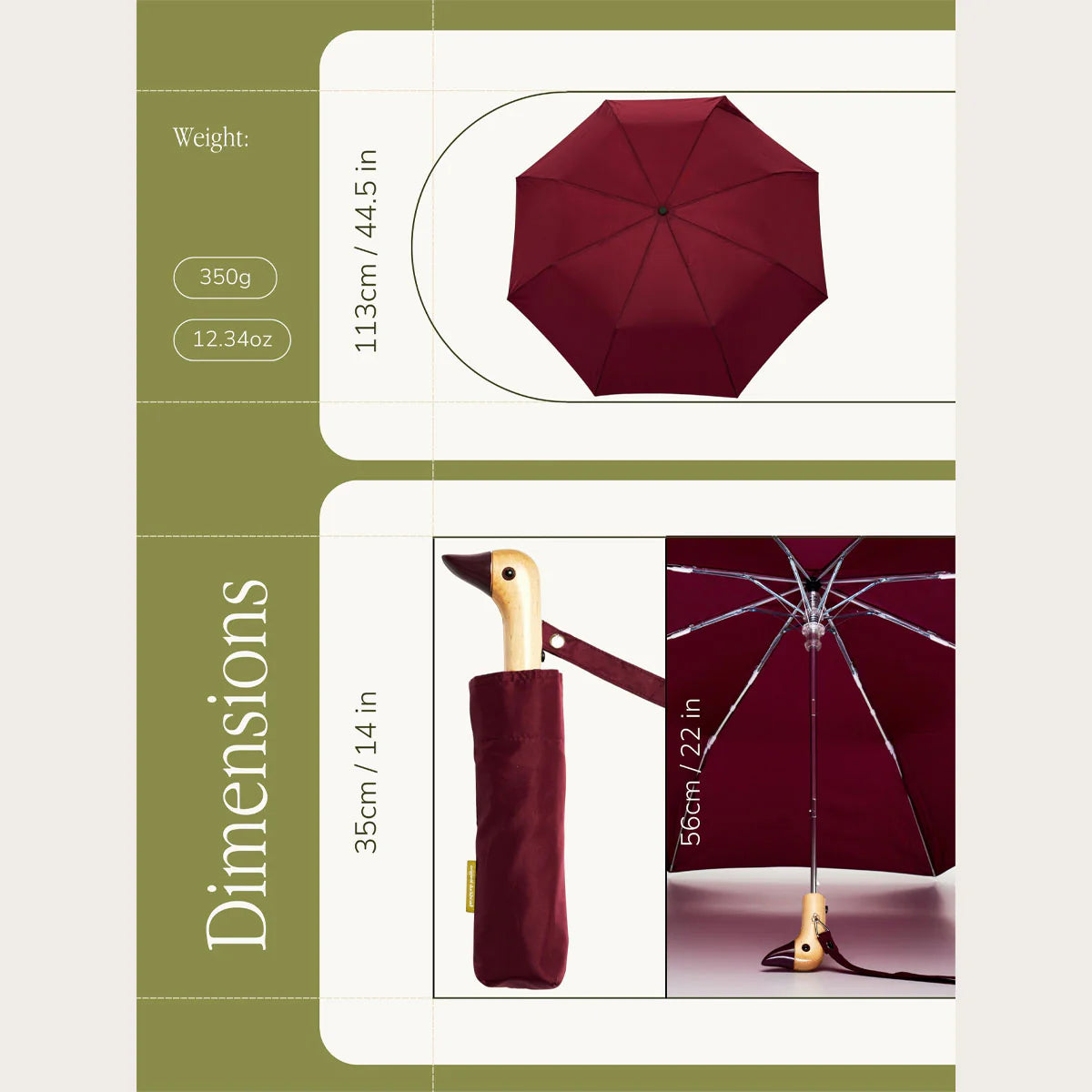 Original Duckhead Signature Compact Umbrella in Cherry