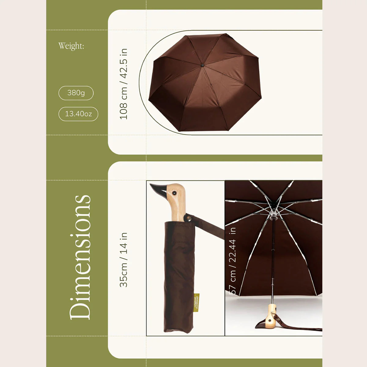 Original Duckhead Signature Compact Umbrella in Brown