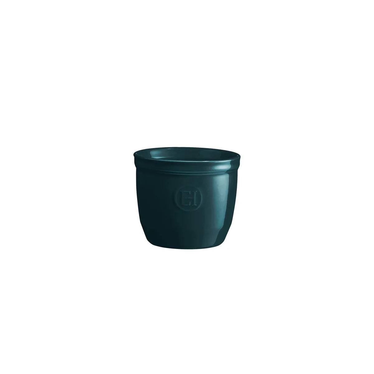 Emile Henry Ramekin No 8 in deep navy colour on a white background