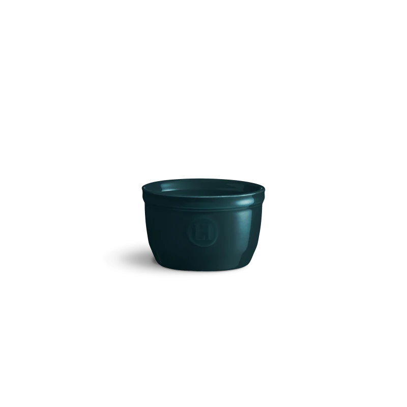 Emile Henry Ramekin No 9 in Belle Ile a deep navy colour on a white background
