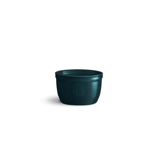 Emile Henry Ramekin No 9 in Belle Ile a deep navy colour on a white background