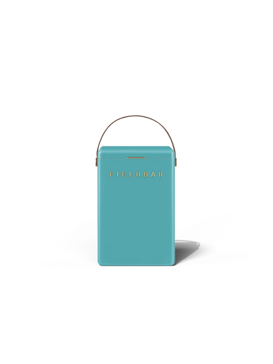 Teak drink cooler box in blue colour on a white background