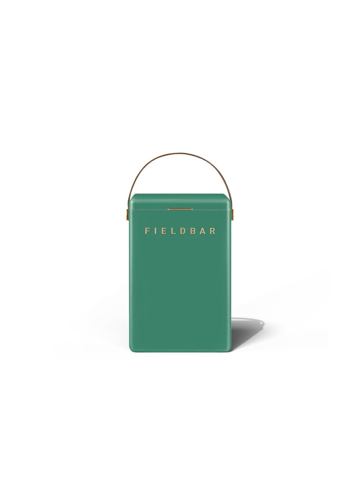 Green carrying cooler case with 'FIELDBAR' branding on a white background