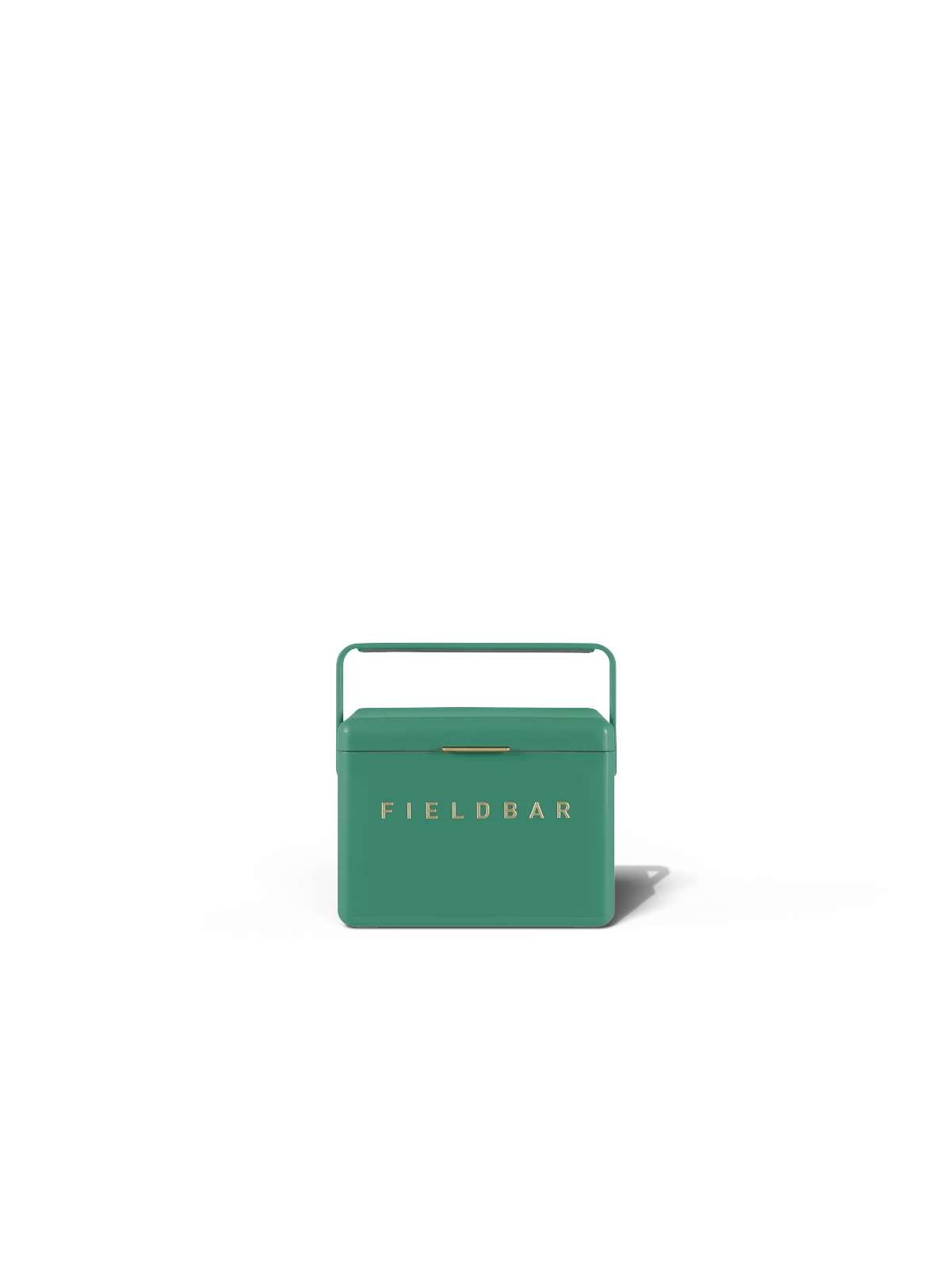 Green cooler box with 'FIELDBAR' branding on a white background