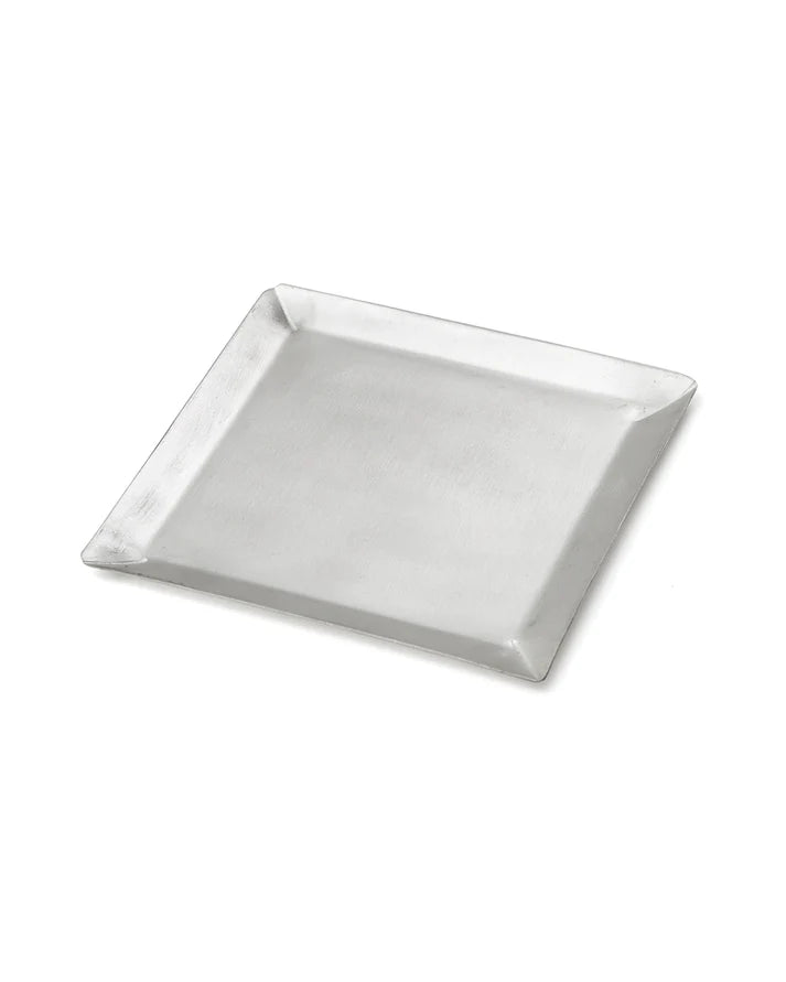 Square silver plate on a white background